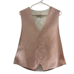 Jean Yves Paris Men's Tuxedo Vest‎ Medium Button Down Pink White